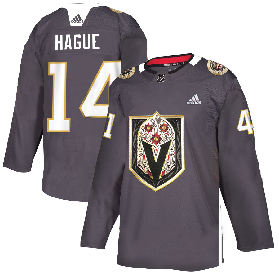 Men's Vegas Golden Knights #14 Nicolas Hague Grey Latino Heritage Night Stitched NHL Jersey